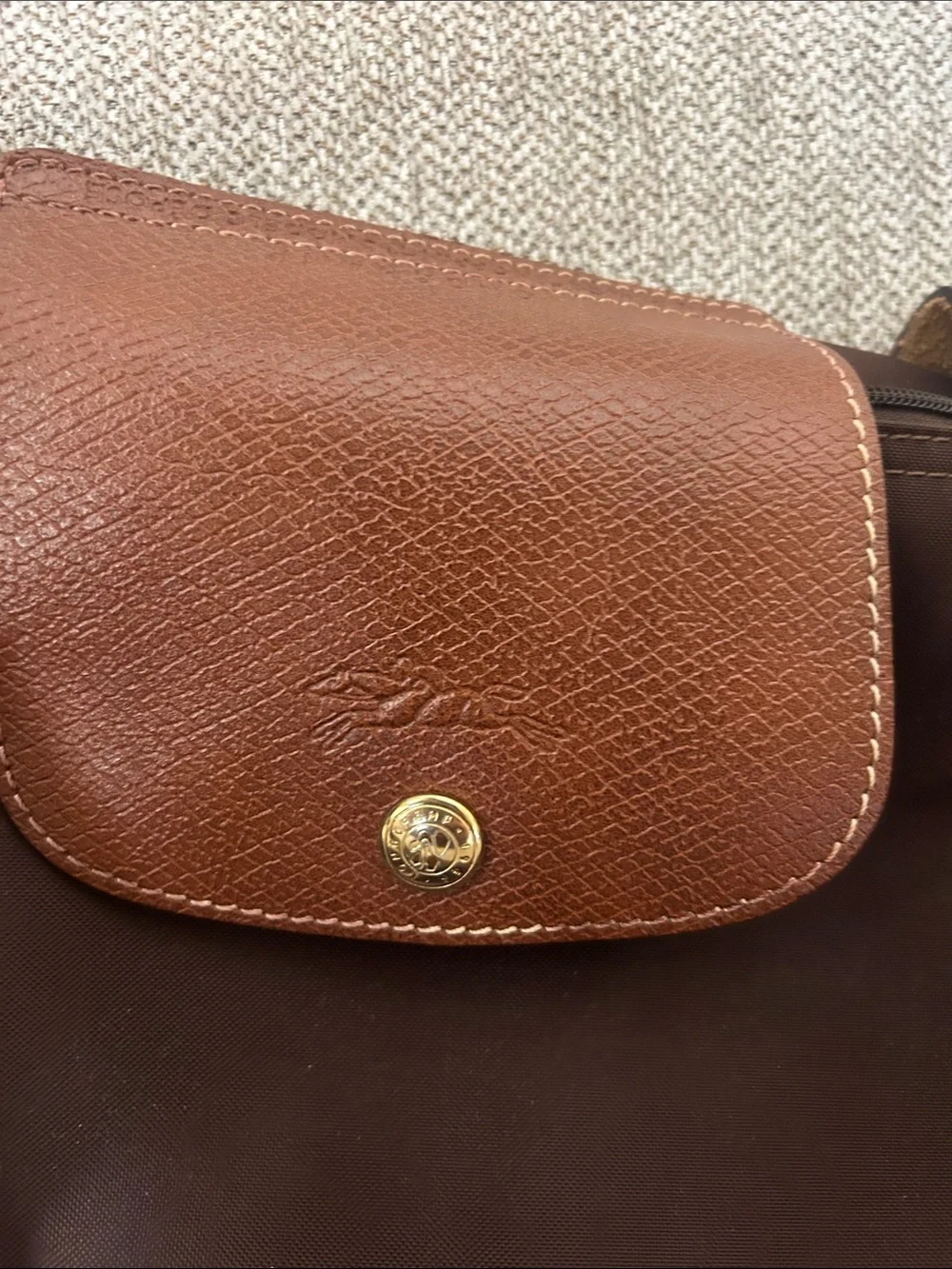 Longchamp Brown Tote with Tan Leather Trim - Everyday Carry-All - Picture 2 of 5